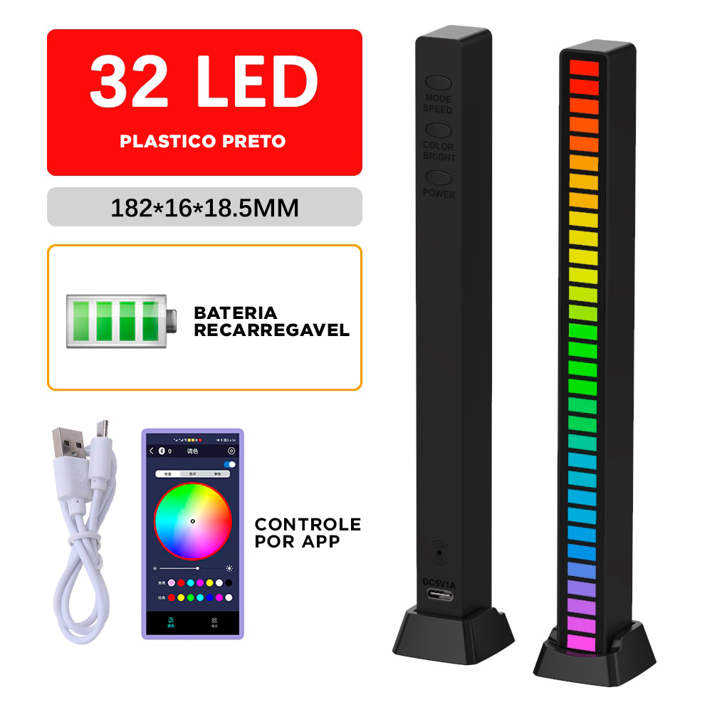 SoundWave RGB: Barra de Luz LED Ativada por Som